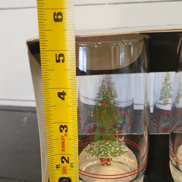 Vintage JCPenney Christmas Tree Glasses Set 4 Holiday drinkware  NOS - Picture 14 of 14